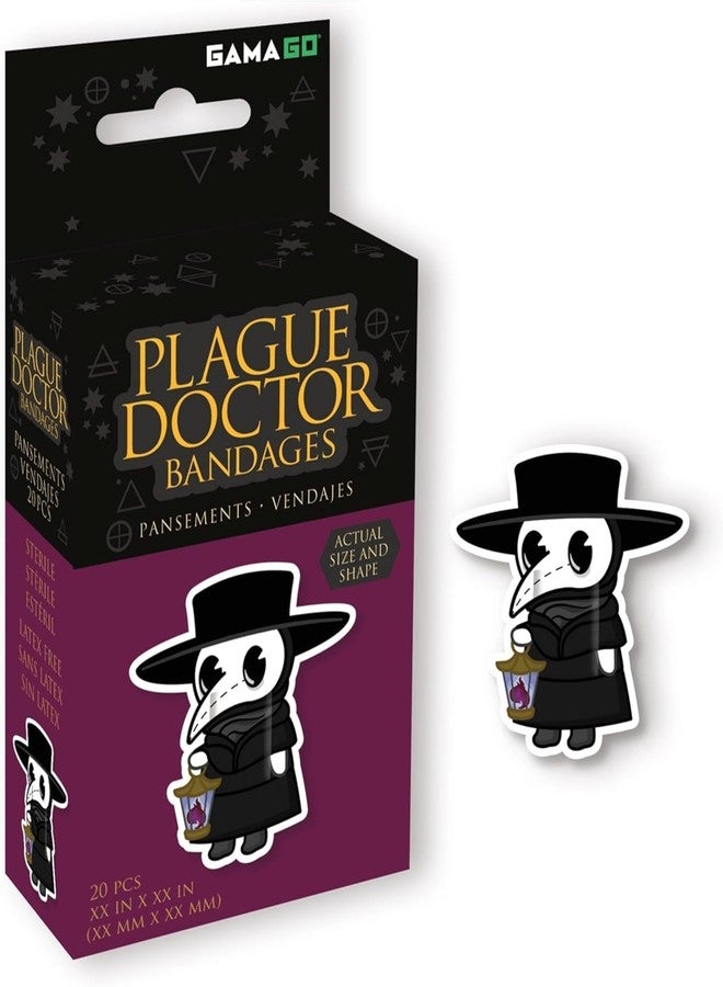 GAMAGO Plague Doctor Shaped Bandages Kids & Kidults - Set of 20 Individually Wrapped Self Adhesive Bandages - Sterile, Latex-Free & Easily Removable - Funny Gift & First Aid Addition - Image 1